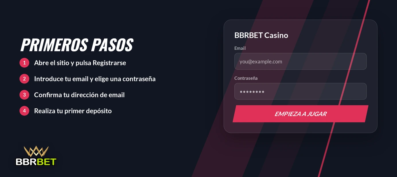 Pasos para crear una cuenta en BBRBET